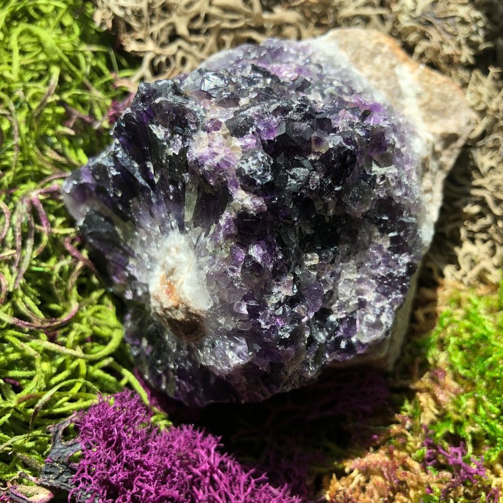 Brazilian Crystal Cluster on Matrix dark purple